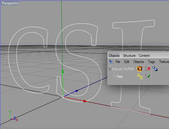 text spline in an extrusion modifier
